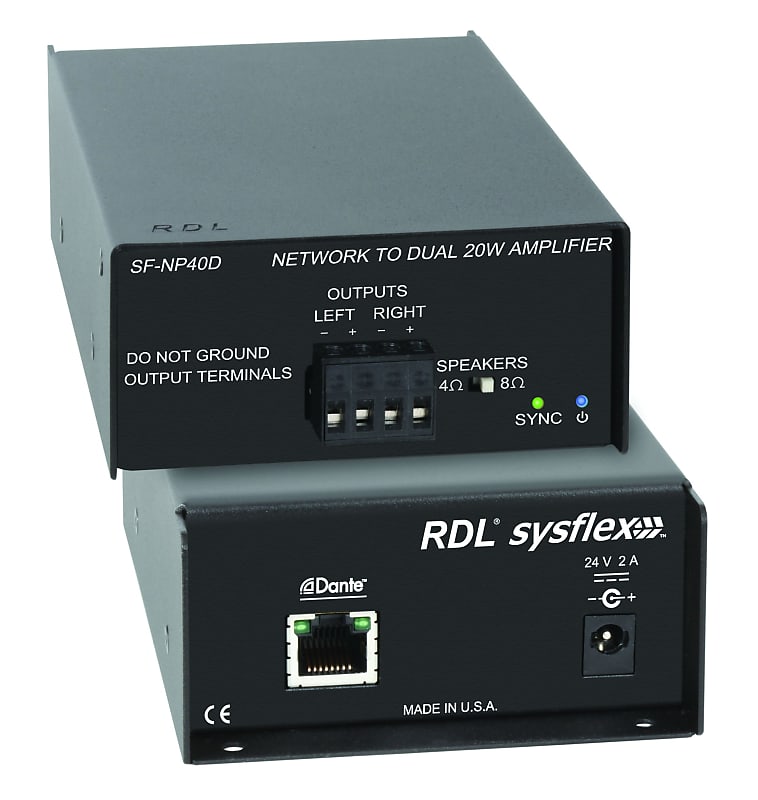 RDL SF-NP40D Network to 40W Stereo Power Amplifier, Dante | Reverb