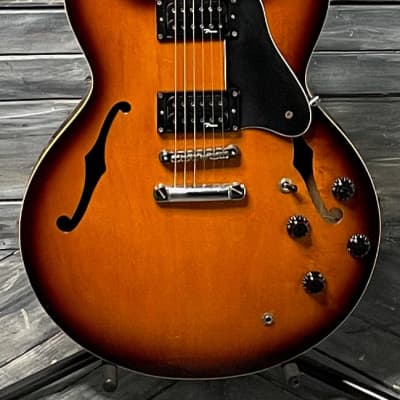 Used Dean Semi-Hollow 335 Style Electric Guitar with Gig Bag- Sunburst for sale