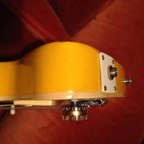Vintage 1980's Rare Hondo Chiquita Yellow Travel Guitar image 9