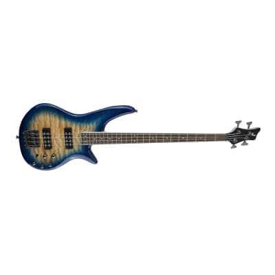 Jackson JS Series Spectra Bass JS3Q 4-String Electric Guitar with Laurel Fingerboard and Quilt Maple Top (Right-Handed, Amber Blue Burst) image 3