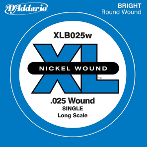 D'Addario XLB025W Nickel Wound Bass Guitar Single String Long Scale .025