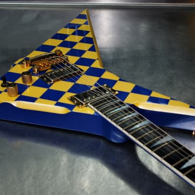 Robin Wedge 1987 Custom.  One of a kind.  Blue Yellow Checkerboard finish. Plays great. Rare. Cool+ image 8