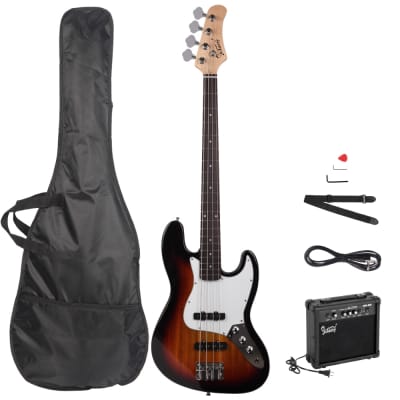 Glarry Glarry GJazz Electric Bass Guitar w/ 20W Electric Bass Amplifier  2021 Sunset image 1