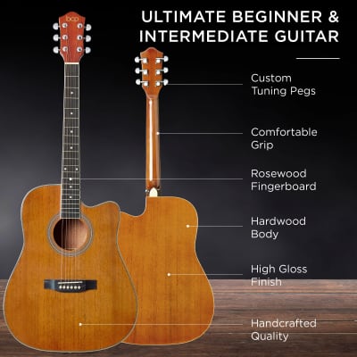 Best Choice Products Full Size Beginner Acoustic Guitar Set with Case, Strap, Capo - 41in-Dark Brown image 24