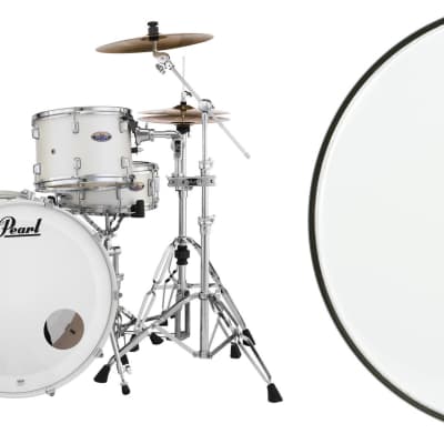 Pearl Decade Maple DMP943XP/C 3-piece Shell Pack - White Satin Pearl  Bundle with Remo Ambassador Clear Drumhead - 13 inch image 1