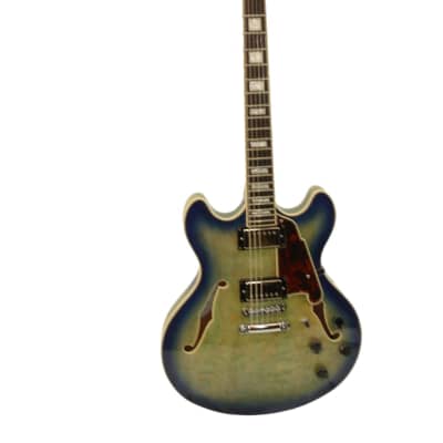 D'Angelico DAPDCBLBCSCBEX Premier Series DC Boardwalk Semi-Hollow Electric Guitar, Blue Burst image 1