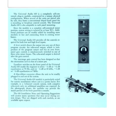 Holy Grail Universal Audio 610-A Tube Mic Preamp Rack - Original Vintage UA 610 Console Modules image 4