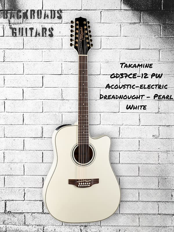 Takamine GD37CE-12 PW in Gloss Pearl White w/Gig Bag | Reverb