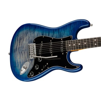 [PREORDER] Fender American Ultra Stratocaster Electric Guitar, Ebony FB, Denim Burst image 5