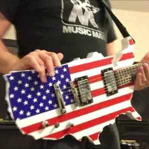 Glen Burton USA Custom Cutout Map/Flag Stars Stripes Red White Blue Electric Guitar Package Gig Bag image 3