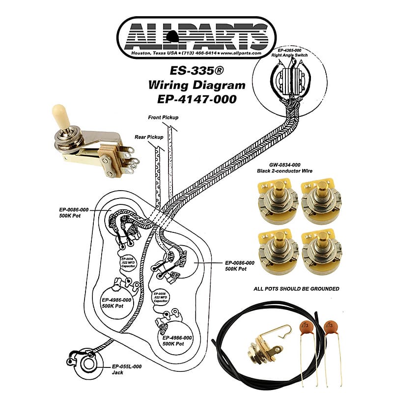 WIRING KIT-Gibson® SG Complete with Schematic Diagram Pots, Switch, Wire image 1