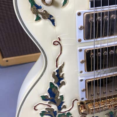 Gibson Les Paul Rare Custom Shop Original One Off Design "Glitter Girls" 1989 Pearl White image 7