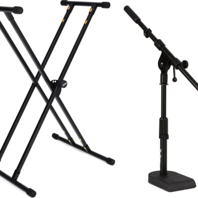 On-Stage KS8191 Bullet Nose Keyboard Stand with Lok-Tight Attachment  Bundle with On-Stage MS7920B Bass Drum / Boom Combo Mic Stand image 1