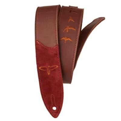 PRS Paul Reed Smith Embroidered Birds Premium Leather Strap - Burgandy image 6