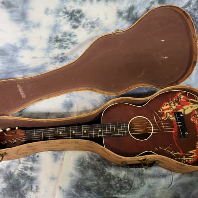 Vintage 1958 Silvertone by Harmony 1/2 Size Cowboy Guitar Pro Setup Original Cowboy Soft Shell Case image 17