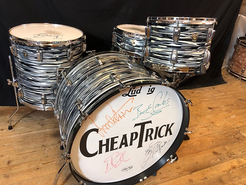 Bun E. Carlos’s Cheap Trick Signed, Sgt. Pepper, Ludwig, Zildjian 2007 Black Oyster Maple Classic. image 1