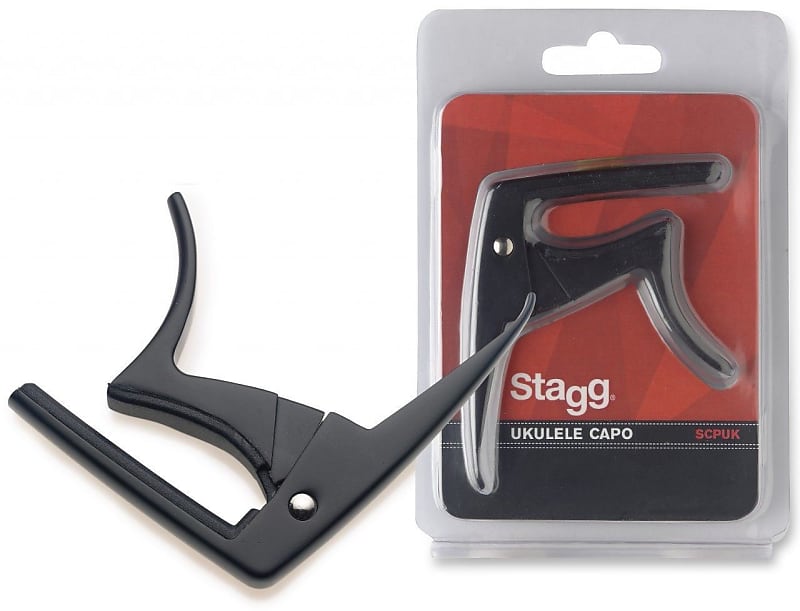 Stagg Model SCPUK-BK Black Curved Trigger Clamp Spring Ukulele Capo image 1