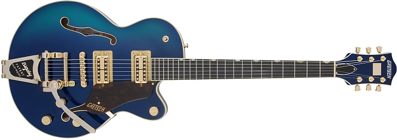 GRETSCH - G6659TG Players Edition Broadkaster Jr. Center Block Single-Cut with String-Thru Bigsby and Gold Hardware  Ebony Fingerboard  Azure Metallic - 2401800851 image 1