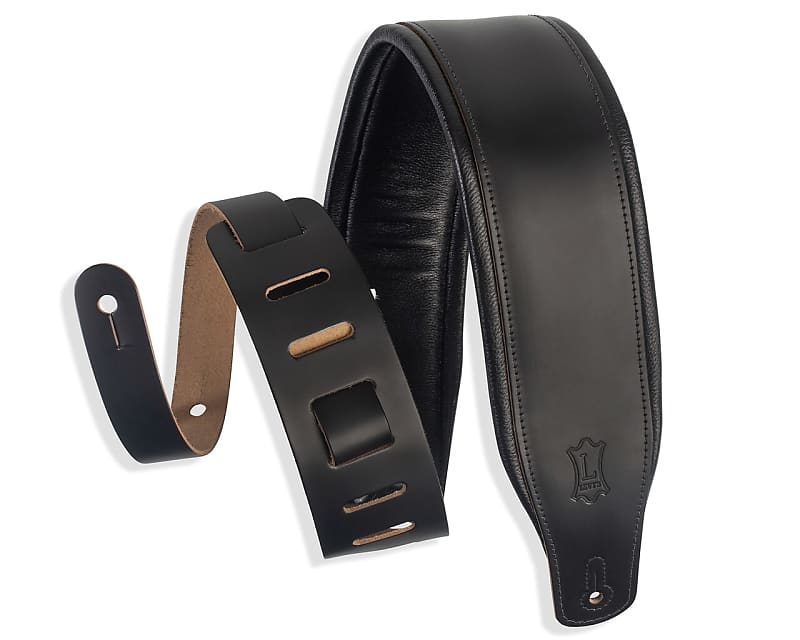 Levy's 3" Top Grain Leather Guitar Strap - Black image 1