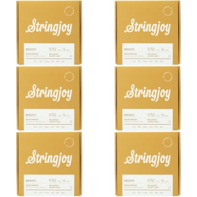 Stringjoy Brights 80/20 Bronze Acoustic Guitar Strings - Super Light Gauge (6-Pack)