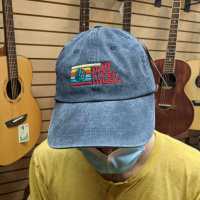 Mill River Music Embroidered Pigment Dyed Dad Hat 1st Ed Main Logo Navy image 2
