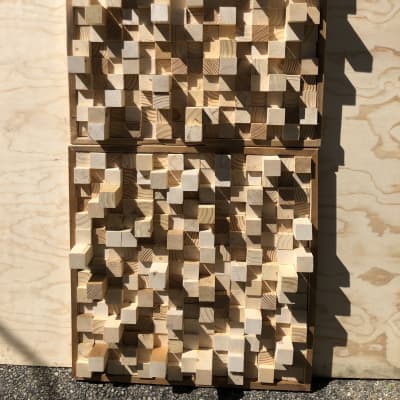 2 Skyline Acoustic Diffusers Reclaimed Wood 2'x2' image 1