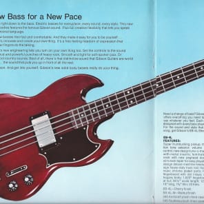 Vintage Gibson Gibson Bass Guitar Catalog Brochure SG Series Clean Copy image 3