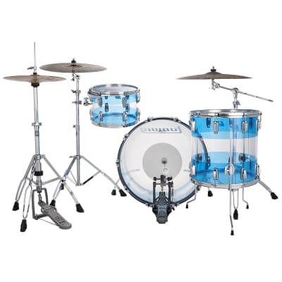 Ludwig Vistalite 24" Blue/Clear/Blue Shell Set image 3