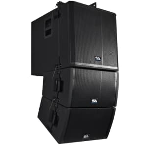 Seismic Audio SAXLP-PKG3 Line Array Package w/ Dual Powered 12" Speakers, 18" Sub, Mounting Frame