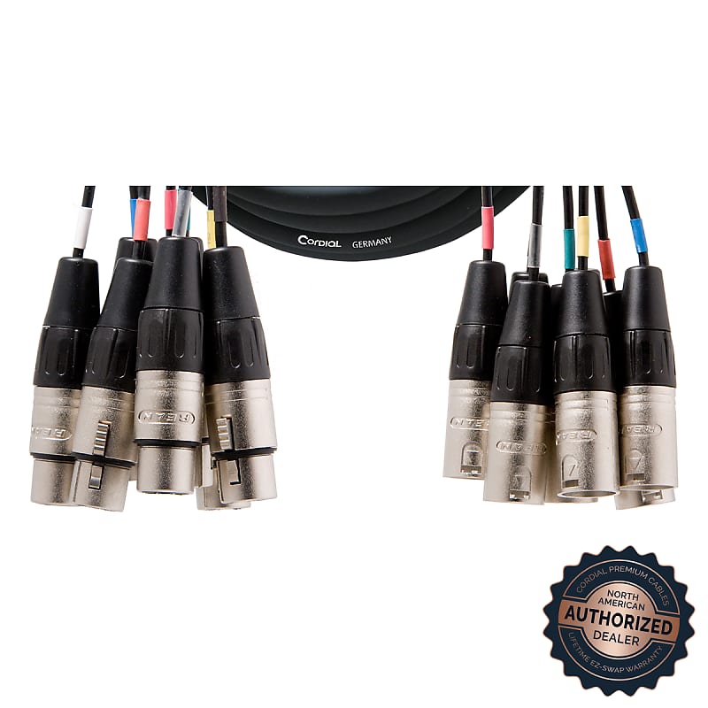 1m REAN (by Neutrik) Male XLR to Mono Jack Cable. Unbalanced TS Lead