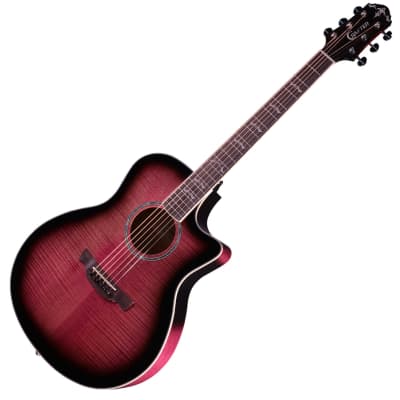 Crafter Noble TPS Transparent Purple Small Jumbo Flame Maple Acoustic Guitar for sale