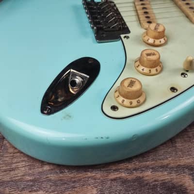 MyDream Partcaster Custom Built - Relic Sonic Blue with Matching Headstock JM635 image 5