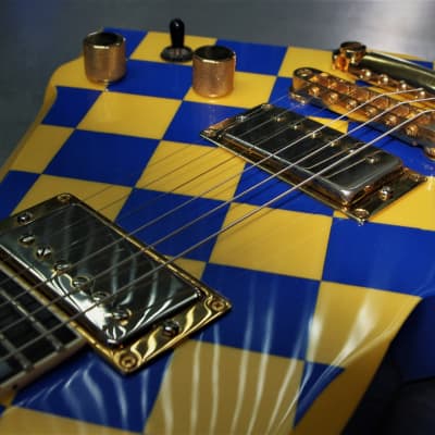 Robin Wedge 1987 Custom.  One of a kind.  Blue Yellow Checkerboard finish. Plays great. Rare. Cool+ image 17