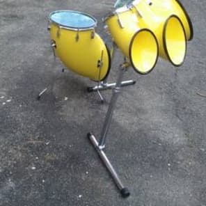 North drum set in yellow with 6'',8''10'' toms a 14'' floor tom and a 22'' bass drum with rack image 8