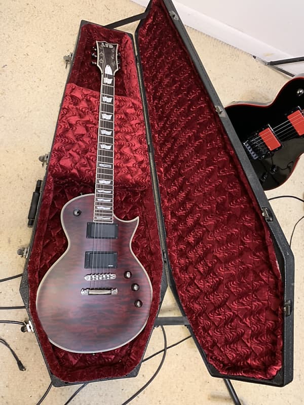 ESP LTD EC 401QM 2017 Satin Transparent Red | Reverb