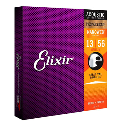 Elixir 16102 Nanoweb Phosphor Bronze Medium Acoustic Guitar Strings (13-56) image 3