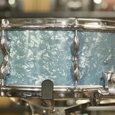Premier Royal Ace 5,5" x 14" Vintage Snare Drum - Light Blue Pearl image 3