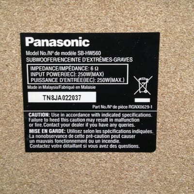 Panasonic SB-HW560 Subwoofer image 4