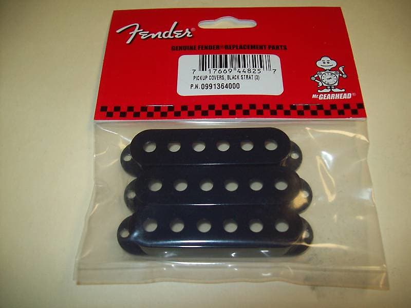Genuine Fender S/S/S Pickup Covers For Strat - BLACK, 099-1364-000 image 1