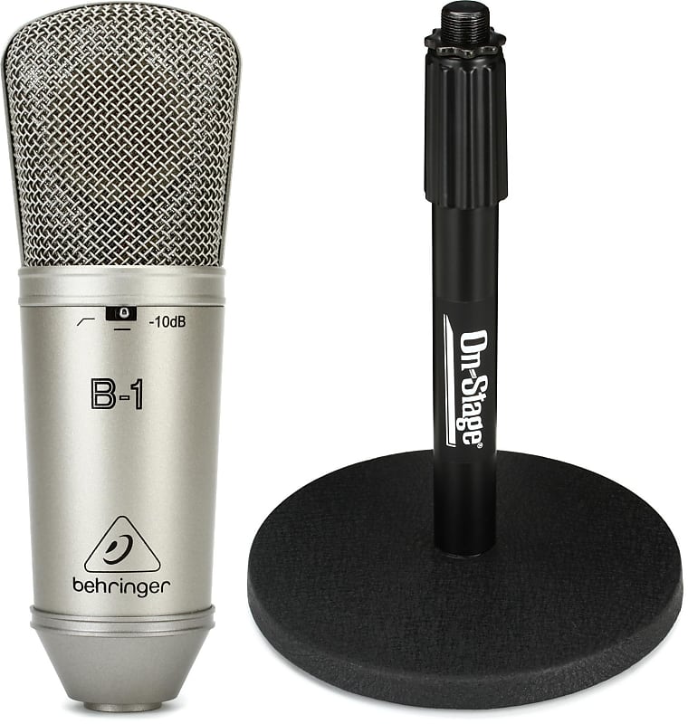 Behringer B-1 Large-diaphragm Condenser Microphone  Bundle with On-Stage Stands DS7200B Adjustable Desktop Microphone Stand image 1