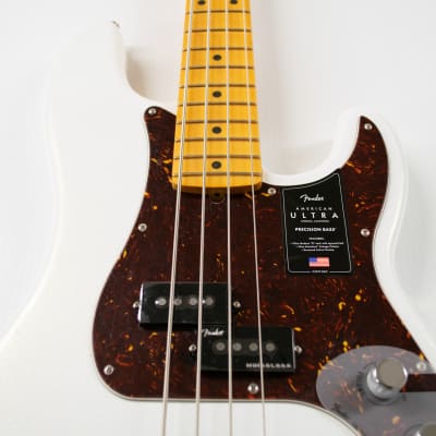 Fender American Ultra Precision Bass - Arctic Pearl with Maple Fingerboard image 3