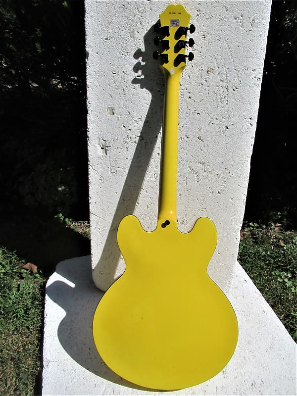 Epiphone Dot Studio LM Guitar, 2004, Yellow, Black Binding, Very Cool