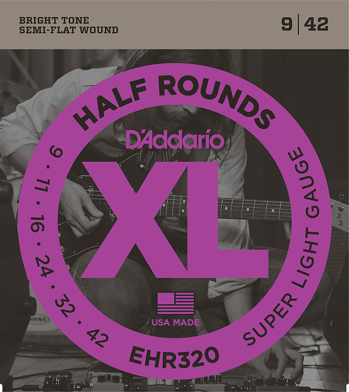 D'Addario EHR320 XL Half Rounds Electric Guitar Strings gauges 9-42 image 1