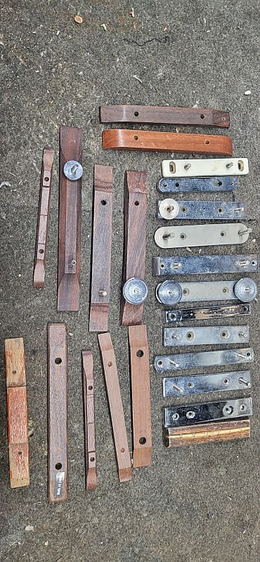 Teisco, etc. Japan Guitar bridge parts 1960s - Chrome/ nickle/ wood/ plastic image 1