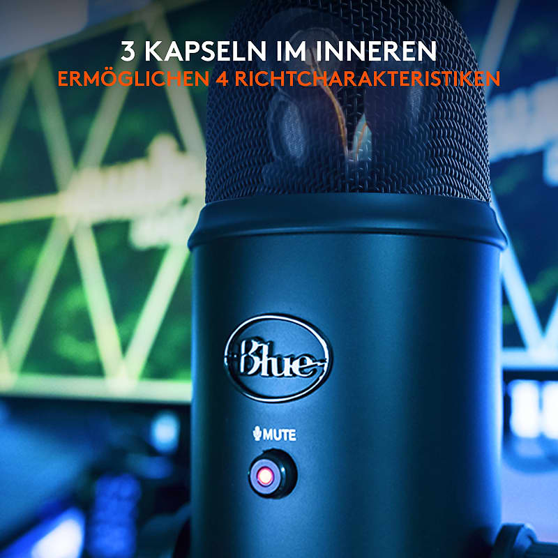 Blue Yeti USB Condenser Microphone - Black; For Recording and Streaming;  Blue VO!CE effects; 4 Pickup Patterns - Micro Center