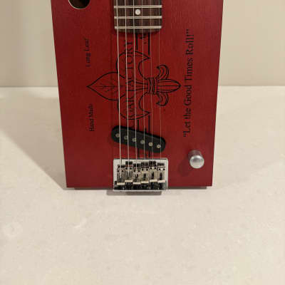 New Orleans 6 String Cigar Box Guitar #1 - Red - Stacked Humbucker - Video for sale