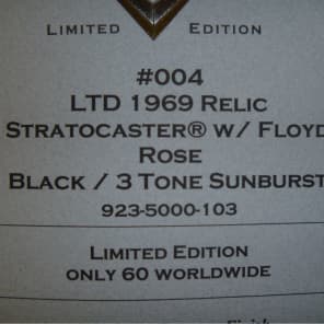*RARE* Fender Custom Shop Limited Edition 1969 Relic Stratocaster, Black over 3-Tone Sunburst image 16