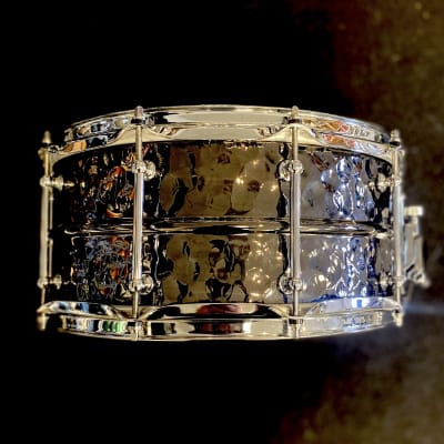 Dixon Artisan Gregg Bissonette 14" x 6.5" Signature Hammered Brass Snare Drum - Used for Clinic image 6