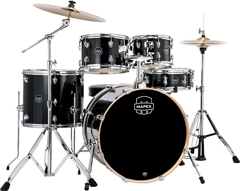 Mapex Venus 5-Piece Rock Complete Drum Kit, Black Galaxy Sparkle image 1