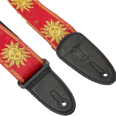 Levy's Leathers MPJG-SUN-RED 2 Jacquard Weave Guitar Strap with Sun Pattern Red image 5